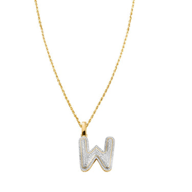 yellow diamond letter w pendant